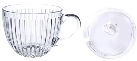 DECHOUS Ciotola Trasparente Per Dessert in Vetro Con Coperchio Tazza Per Colazione e Cereali Adatta Per Uso Domestico e Feste