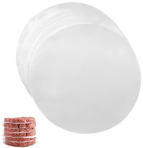 Dokeno 200 Hojas Papel para Smash Burger, 20cm Papel Pergamino Redondo, Papel de Horno para Moldes Redondos, Papel de Horno Redondo para Burgers, Hamburguesas, Albóndigas