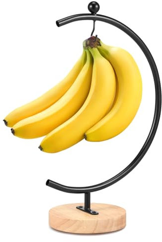 Banana Holder Stand Banana Hanger Stand Bananas Tree Holder with Metal Hook Bananas Hook Hanger Bananas Rack for Kitchen Counter to Keep Fresh (black)