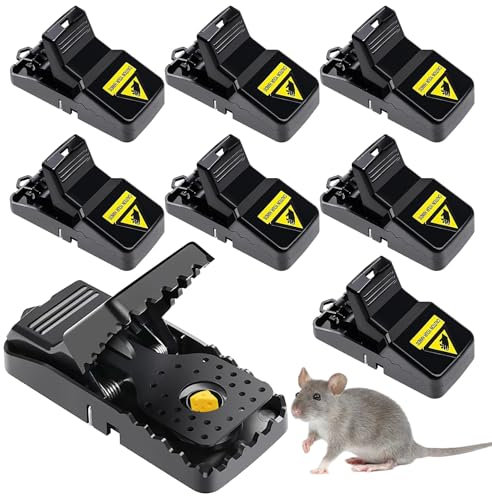 Qintora Lot de 8 pièges à Souris, pièges à Rats réutilisables, pièges à Pression, piège à Souris avec appât, pièges à Souris efficaces vainqueur du Test pour l'intérieur et Le Jardin