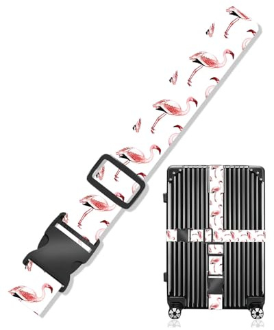 MOPZIJA correa maleta Correa de Equipaje Correas para Equipaje Ajustable Cinta,Cinta para Maletas de Viaje,Correas de Equipaje Duraderas,Correas para los Bolsos,Correa para Maleta ，Patrón de flamenco