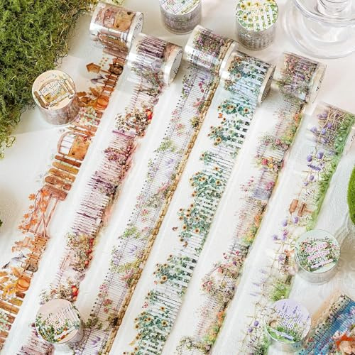 Frekyar Klippbok tillbehörsset tejpklistermärken, staket PET Washi Tape klistermärken för scrapbooking, bullet journaling, skräpdagbok, anteckningsbok, planerare, fotoram (trädgårdsstol)