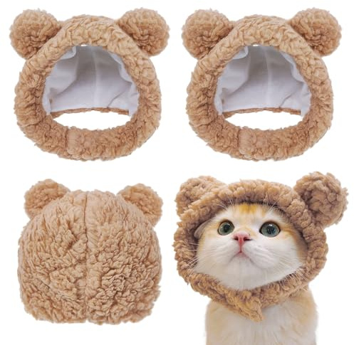 GYIOFAI 3 Pièces Bonnet d'hiver Mignon pour Chat Chaud Doux et Confortable Réglable pour Petits Animaux de Compagnie Vêtement pour Chats et Chiens