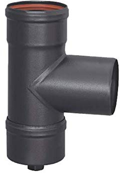 S & M 485565 TE m-h-m + tappo di sfiato smaltate 850 °c-ø 80 mm per Guida di fumi di stufe E camini di Grigio, Nero