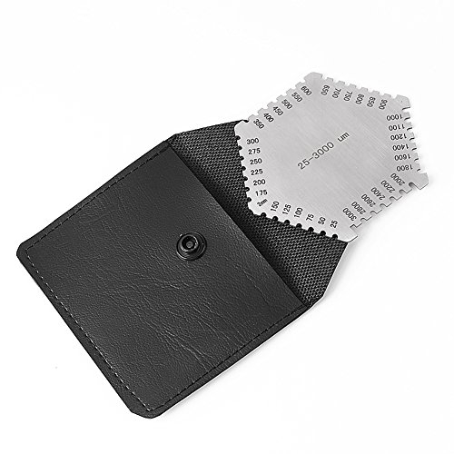 Misuratore Spessore a Pellicola Bagnata 25-3000Um, Pettine a Film Umido Esagonale ad Alta Precisione, in Acciaio Inossidabile, con Borsa Nera, Bagnato Film Spessore Gauge, Spessimetro per Vernice