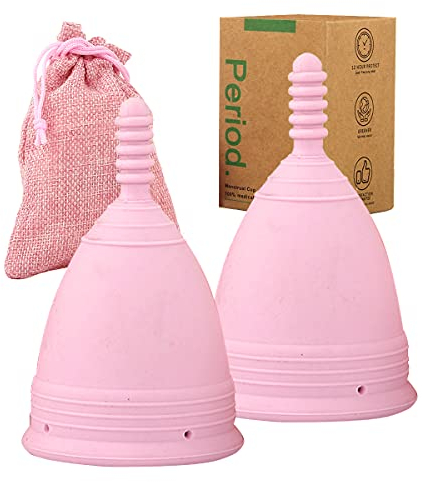 M MUNCASO 2Pcs Soft Menstrual Cups - Most Comfortable Period Cup Super Soft and Flexible - Best Sensitive Cup (Pink, S)