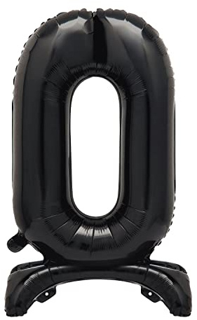 Unique Black Standing Number 0 Foil Balloon 30, Packaged