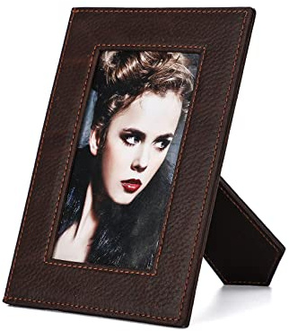 Hiram Läder fotoram retro läder handgjord bildram för bord dekorativ design heminredning