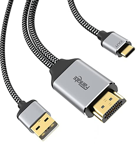 HDMI auf USB C Kabel 4K@60Hz, HDMI auf USB Typ C Adapterkabel 2M mit USB Stromkabel, kompatibel für MacBook Pro, Nreal Air, iMac, XPS, Tragbarer Touchscreen Monitor