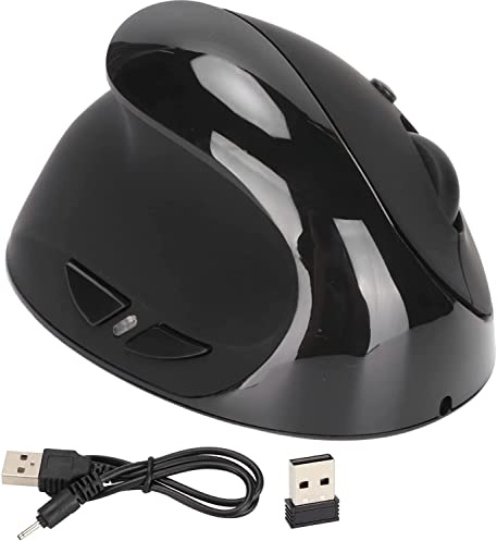 Vänsterhänt 2,4G trådlös vertikal mus, vänsterhänt ergonomisk mus, trådlös uppladdningsbar optisk mus med USB-adapter, justerbar DPI, för bärbar dator/dator/surfplatta