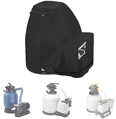 Sobana Sand Filter Pump Cover,600D Waterproof Oxford Fabric Sand Filter Pump Cover,Suitable for Most 8-10 Inch Sand Filter Pump on Market (Black)