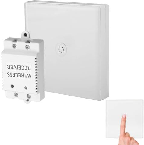 Touch Light Switch, Wireless Light Switch Smart and Receiver Kit Touch Intelligence Wall for Smart Home(White)