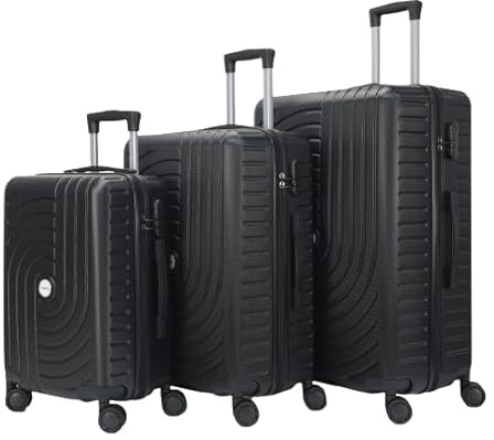 HOMEROKK Paris Lot de 3 Valises 20/24/28 I Coque Rigide en ABS I Serrure à Code I 4 Roues à 360° I (Noir)