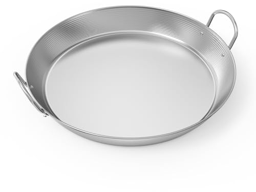 onlyfire Universal Grillplatte, Rund Grillpfanne mit Griffe, Plancha ?44,5cm, Paellapfanne für Gasgrill, Backofen, Holzkohlengrill