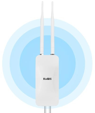 KuWFi AC1200 Pont sans Fil Longue portée pour l'extérieur Point d'accès Gigabit sans Fil à Double fréquence 2.4 & 5GHz pour l'extérieur Routeur/Port LAN/AP Extérieur, Routeur WiFi Multifonctionnel