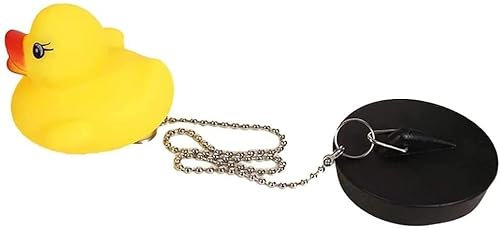 Generic 1 bouchon de vidange flottant en caoutchouc pour baignoire avec chaîne – Jaune