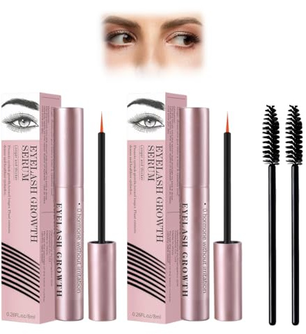 2 Pieces Eyelash Growth Serum, Lash Growth Serum, Eyelash Serum for Growth and Thickness, Eye Lash Serum Growth with 2 Eyelash Brushes, for Long Thickening Eyelashes
