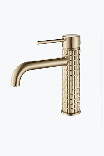 Basin Tap Bathroom Tap Bright Gold Bathroom Sink Tap Brass Single-Handle Taps Bathroom Sink Taps with G1/2 Size Hose