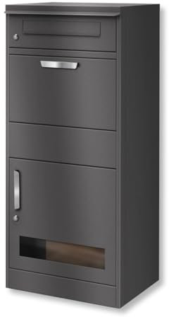 Metzler® boîte aux Lettres pour Colis avec fenêtre de visualisation et Double Compartiment verrouillable Gris métallisé – réception sécurisée 24h/24, Acier thermolaqué, pièces Dispo 10 Ans Bispo 3