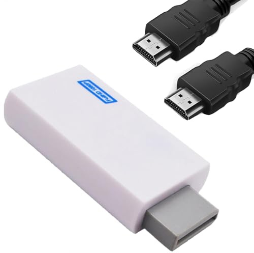 FENGRUI 1 adaptador Wii a HDMI con cable de 1 m, convertidor para juegos retro, adaptador Wii a HDMI 1080p/720p, salida de vídeo con conector de audio de 3,5 mm, compatible con todos los modos de