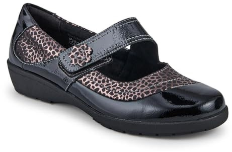 Pavers Cushioned Touch-Fastening Mary Janes - Black Multi Size 7
