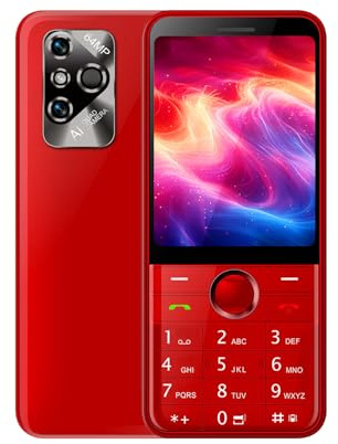 JtQtJ Unlocked Senior Cellphone 2.8-inch screen with 128 MB ROM Supports Dual-SIM, FM Radio/Flashlight/SuperTouch/Bluetooth Android Mobile Phone (Red)