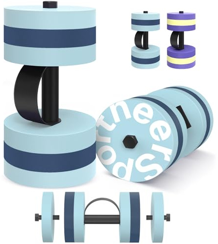 Sportneer Aquatic Exercise Dumbbells Water Weights, Aqua Aerobics Workouts Set of 2, EVA Foam Pool Weights Dumbbells Set Water Training Aqua Fitness Equipment