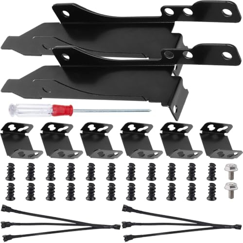 HAAMNING7 Dubbel fläktmontering rack PCI Slot Bracket Kit, 12 cm PC-fläkt datorelement gör-det-själv-fäste verktyg för GPU, med PWM-fläktdelarkabel, kabelband, skruvar
