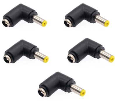 JZK 5x Connettore adattatore alimentazione CC, adattatore jack femmina 5,5 x 2,1 mm a maschio 5,5 x 2,5 mm, convertitore ad angolo retto 90 gradi 5,5 x 2,5 mm a 5,5 x 2,1 mm per luce LED, fotocamera