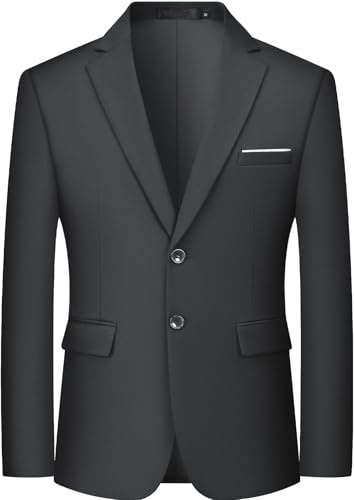 QUELDRA Men's Blazer Slim Fit 2 Buttons Smart Casual Suit Jacket Business Wedding Party Lightweight Formal Jackets Notched Lapel Blazer Dark Grey