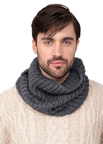 likemary Snood Homme – Tour de Cou & Cache Cou en Laine Mérinos – Écharpe Tubulaire Fait Main – Cadeau Éthique et Chaleureux Gris