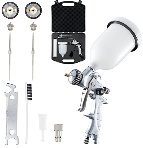 BenBow Lackierpistole Set PK60 HVLP 1,4 mm + 1,8 mm Düse + 600 ml Lackbehälter + Koffer – ideal für Autolackierung Industrielacke Heimwerker – hochwertige Sprühqualität – Druckluft-Spritzpistole