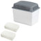 WENKO Feuchtigkeitskiller mit 2 x 1 kg Granulatblock, Raumentfeuchter, fasst bis zu 1,4 Liter Feuchtigkeit, laborgeprüft, nachfüllbar, reduziert Schimmel & Gerüche, 24 x 16 x 15 cm, Weiß/Grau