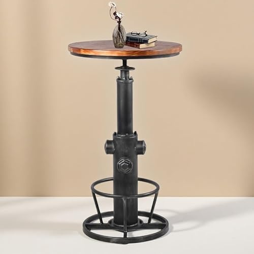 Bokkolik Industrieller Bistro-Bartisch 98–112,8 cm höhenverstellbarer Bauernhaus-Pub-Tisch für Küche, Esszimmer, Büro, drehbarer Holztisch