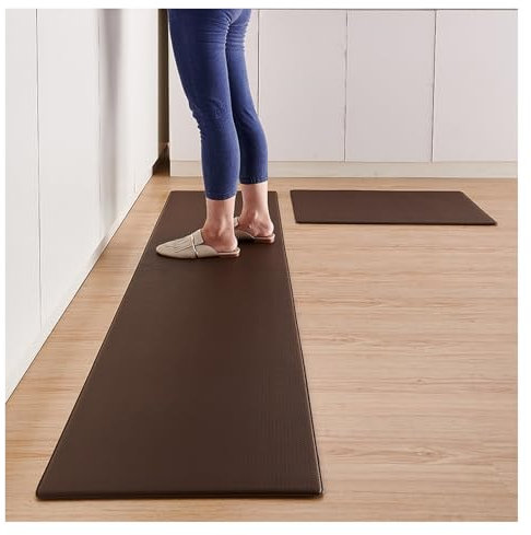 ZERVA Weiche Anti-Ermüdungsmatte, gepolsterte Stehtischunterlage, ergonomischer, Rutschfester Komfort-Küchenteppich, wasserdicht, for Zuhause, Garage, Büro (Color : Brown, Size : 44x150cm/17.3x59in)