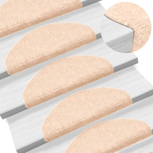 Homgoday Självhäftande trappmattor 15 st 65 x 21 x 4 cm brun, möbeldekoration trappmattor, inomhus trappmatta, trappmattor, inomhus trappmatta, trapphus matta, trappskydd för trappor