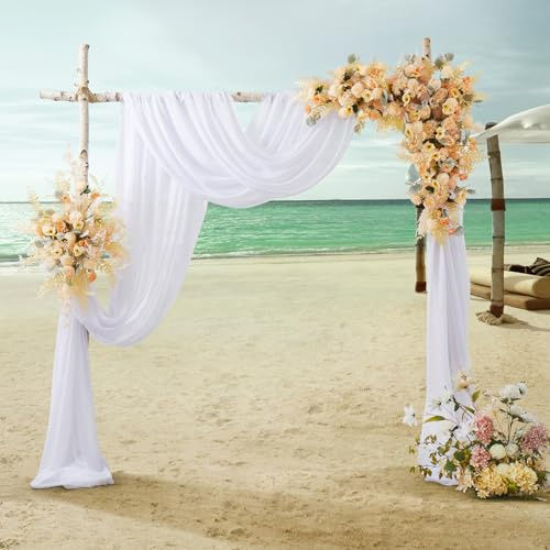 Manyshofu White Weeding Arch Draping Fabric, 1 Panel Sheer Backdrop