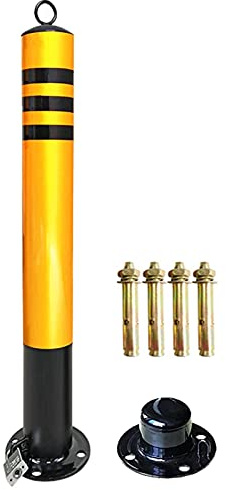 Removable Metal Bollard for Driveways with Padlock - Security Posts with Reflective Traffic Cones - Parking Barrier for Enhanced Safety and Protection