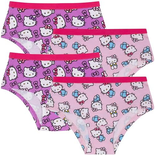Hello Kitty Four Pack Girls 95% Cotton/5% Elastane Hipster Briefs