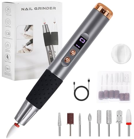 Professional Electric Nail Drill-Cordless Portable Rechargeable Electric Nail File Kit with LCD Display, 15 Adjustable Speeds, 25000RPM, for Acrylic & Gel Nails, Manicure & Pedicure