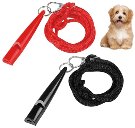 Homiladi Dog Whistles 2 PCS Dog Whistle for Recall with Lanyard | 5000Hz Training Whistle to Stop Barking & Recall | Loud Whistle for All Dog Breeds and Ages (Black & Red)