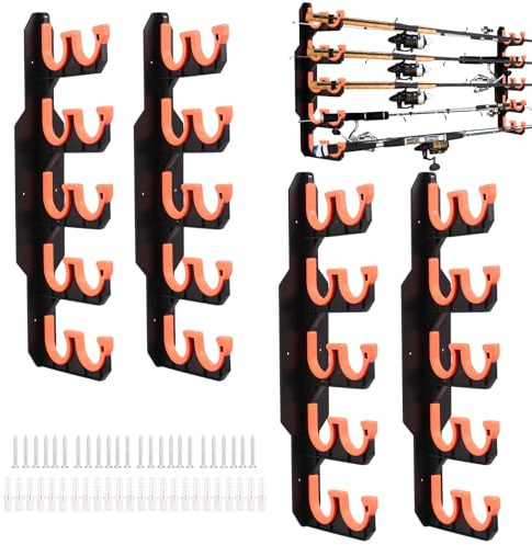 2 Stück Angelrutenhalter Wand mit Silikon-Schutzpolster, Angelruten Wandhalterung für Garage, Breite Rutenhalter, Fishing Rod Rack, Wand Oder Deckenmontage, Angelständer Angelhalter für 20 Angelrute