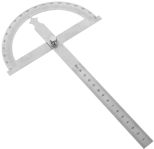 SOIMISS Transportador de ángulos con regla 150 mm acero inoxidable, medidor de ángulos 180°, herramienta precisa para dibujo y carpintería, compacto y fácil de usar