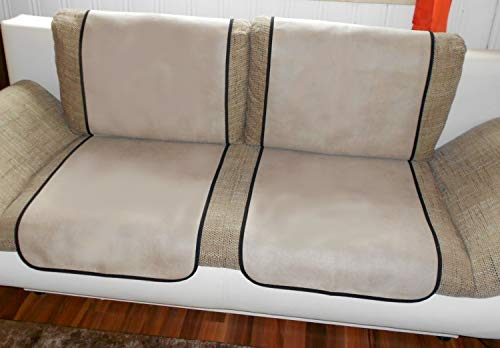 Holzdrehteile Sofaläufer Sesselläufer Überwurf Sesselschoner Schoner Läufer 47 x 170 Lederoptik Hellbraun