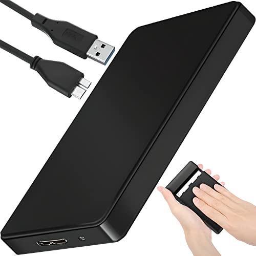 Retoo Case SSD Esterno 2,5 Pollici Custodia per Disco Rigido USB 3.0 per SATA SSD Hard Disk Box Esterno Montaggio Senza Attrezzi Custodia Esterna 12/7.5 cm 640 Mb/s ABS Nero