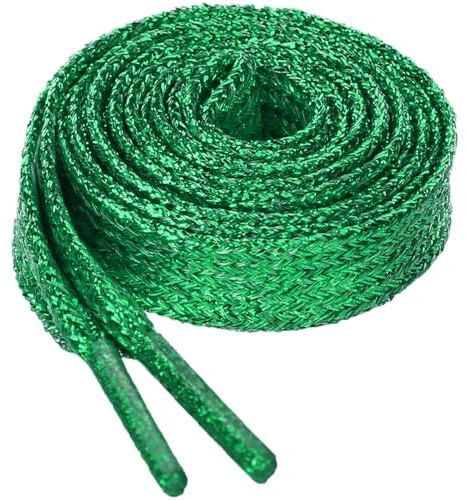 Allegra K Glitter Shiny Metallic Sparkling Shimmery Flat Sneakers Shoelace Shoe Laces Strings 140cm/55.12 Green