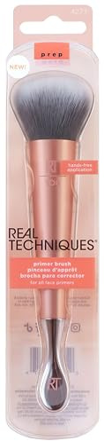 REAL TECHNIQUES Dual-Ended Primer Facial Skincare Brush & Stainless Steel Scoop, 1 Count, Pink