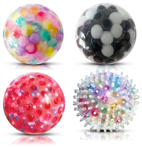 ALMAH Stress Balls for Adults (4 Pack), Hand Exercise Balls, Hand Therapy Balls for Relax, Anxiety, Fidget, Tension and Stress