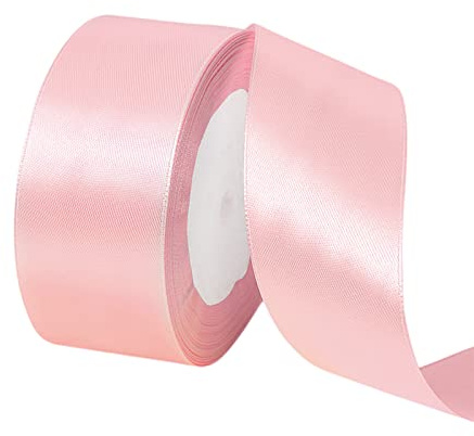 POPOYU Presentband i sidensatin för sömnad eller som utsmyckning till bröllop, fest, tårtförpackningar, lådor, buketter eller hemmet, rosa, 40 mm x 22 m