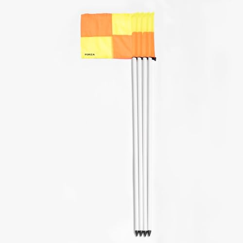 FORZA Rugby Flag & Pole Set - Corner Flags With Poles | Corner Flag Poles | Rugby Poles | Rugby Equipment | Rugby Corner Flag (4x Standard Poles + 4x Flags)